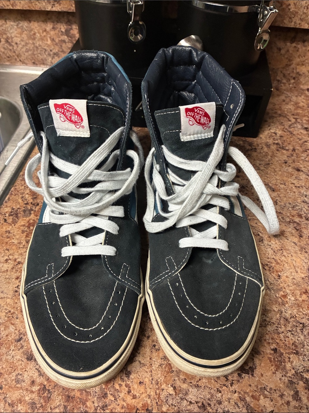 Vans Kids High-Top Sneakers in Navy and White